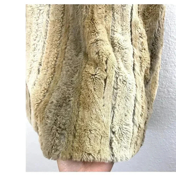 Faux Fur Beige MEDIUM Lining Pattern Open Vest Women's Mystree - Picture 5 of 13